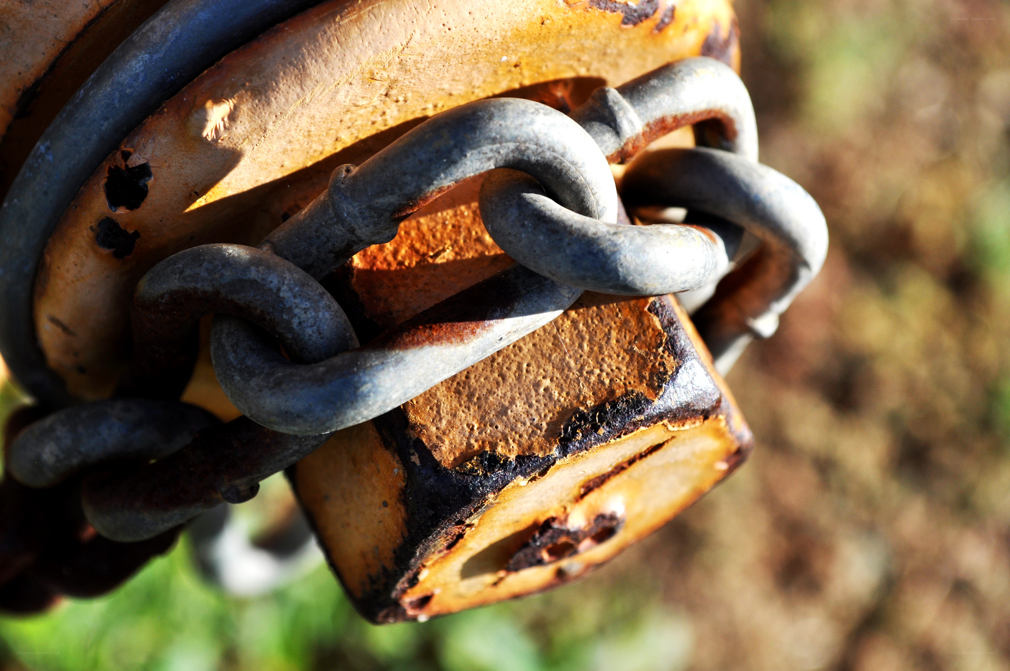 Rusty chain and padlock