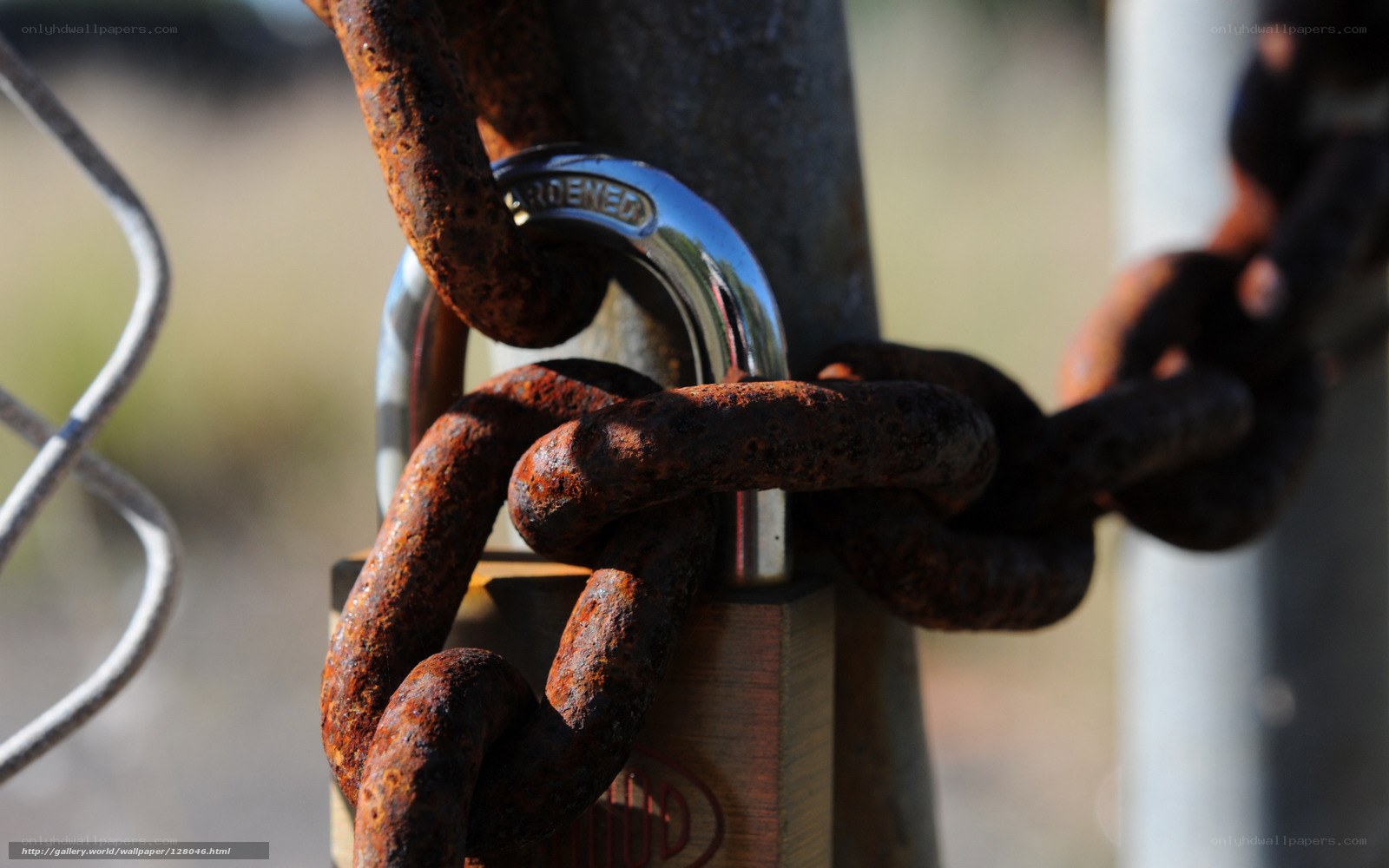 Rusty chain and padlock