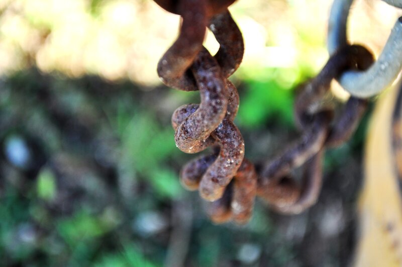 rusty chain in nature