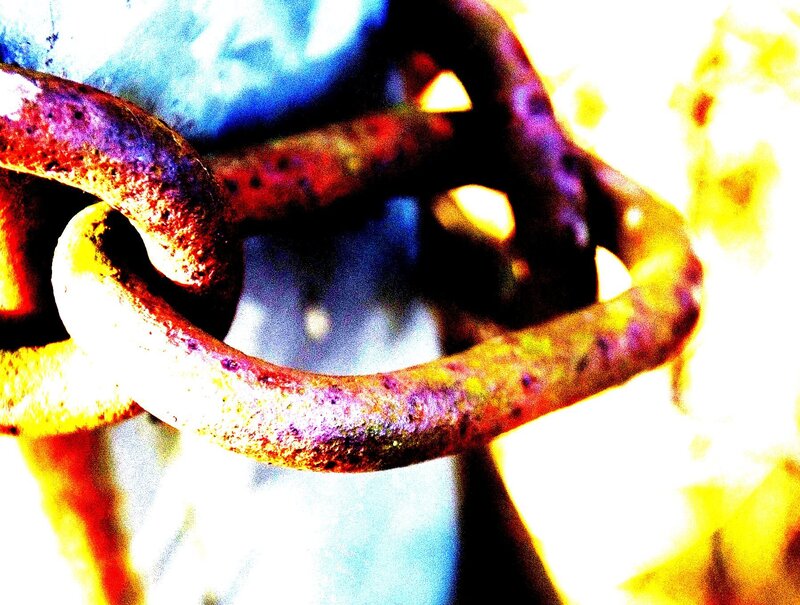 Rusty chain links close-up