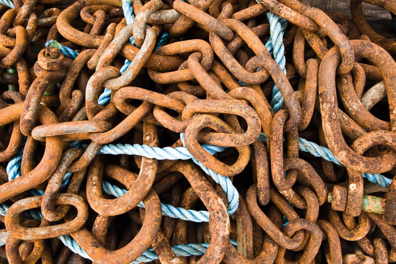 rusty chains and rope
