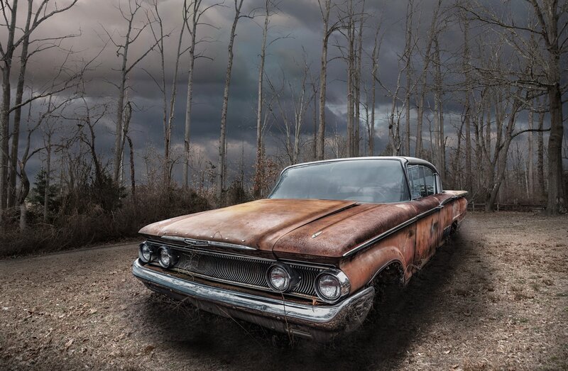 Rusty Classic Car — Brown, Dramatic, Autumn
