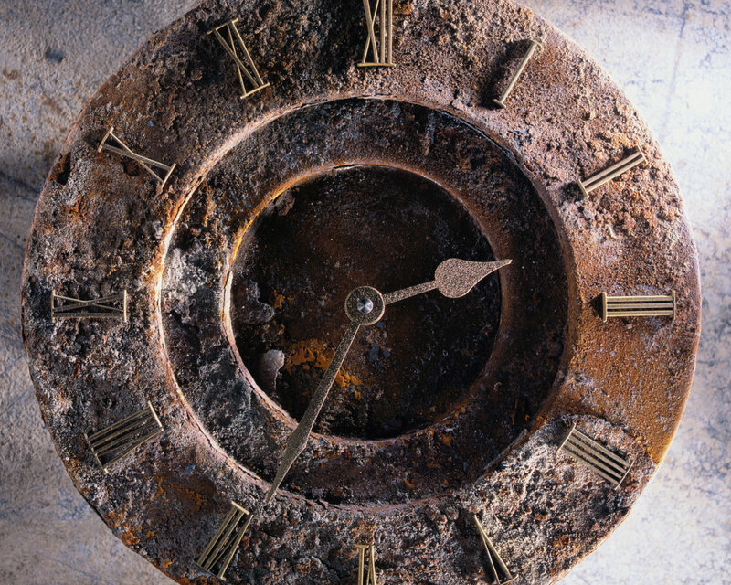 Rusty Clock Face — Brown, Dramatic, Photograph