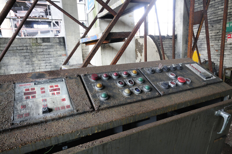 Rusty control panel in abandoned factory
