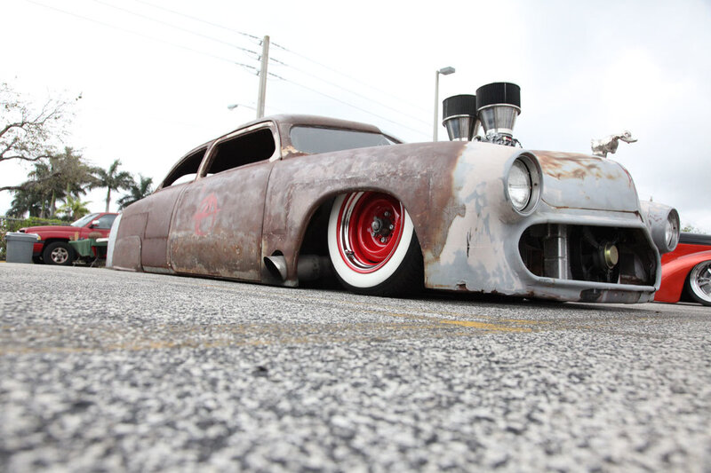 rusty custom hot rod car