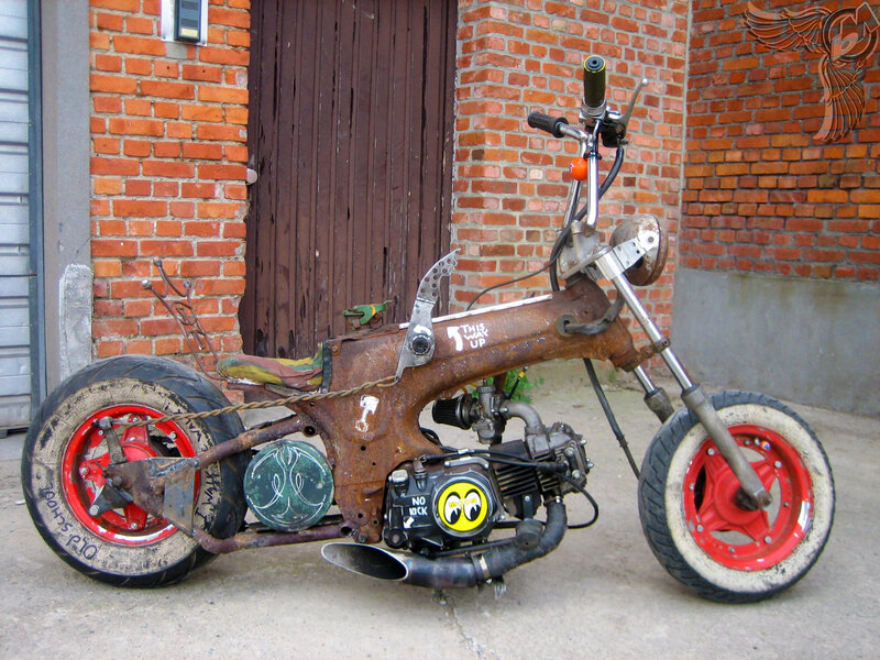 Rusty Custom Motorcycle — Red