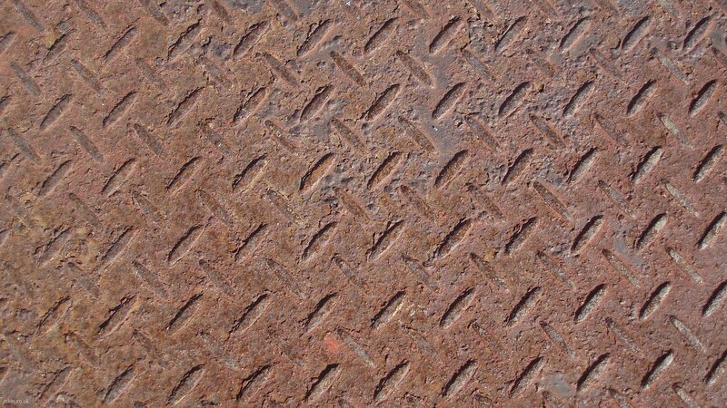 Rusty Diamond Plate — Brown, Industrial, Photograph, Metal, Texture, Red