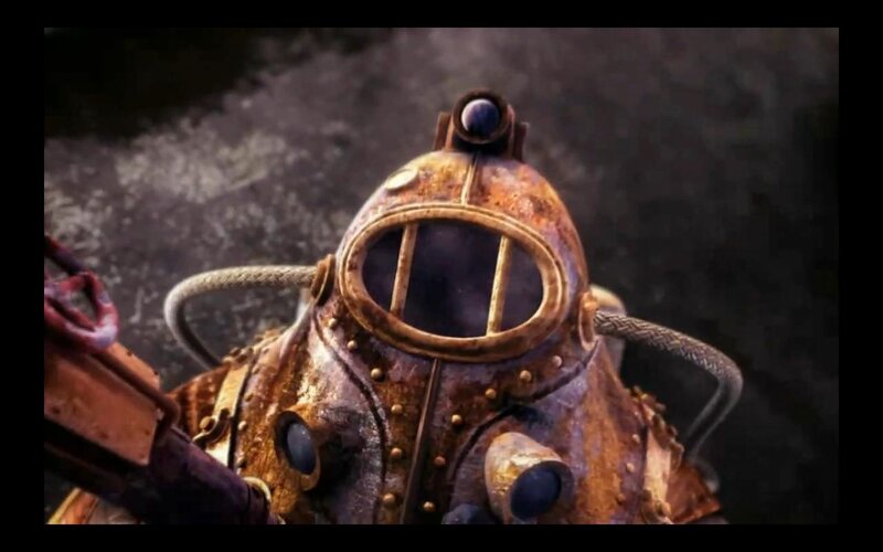 rusty diving helmet close-up
