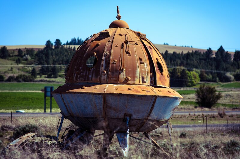 Rusty dome-shaped sculpture