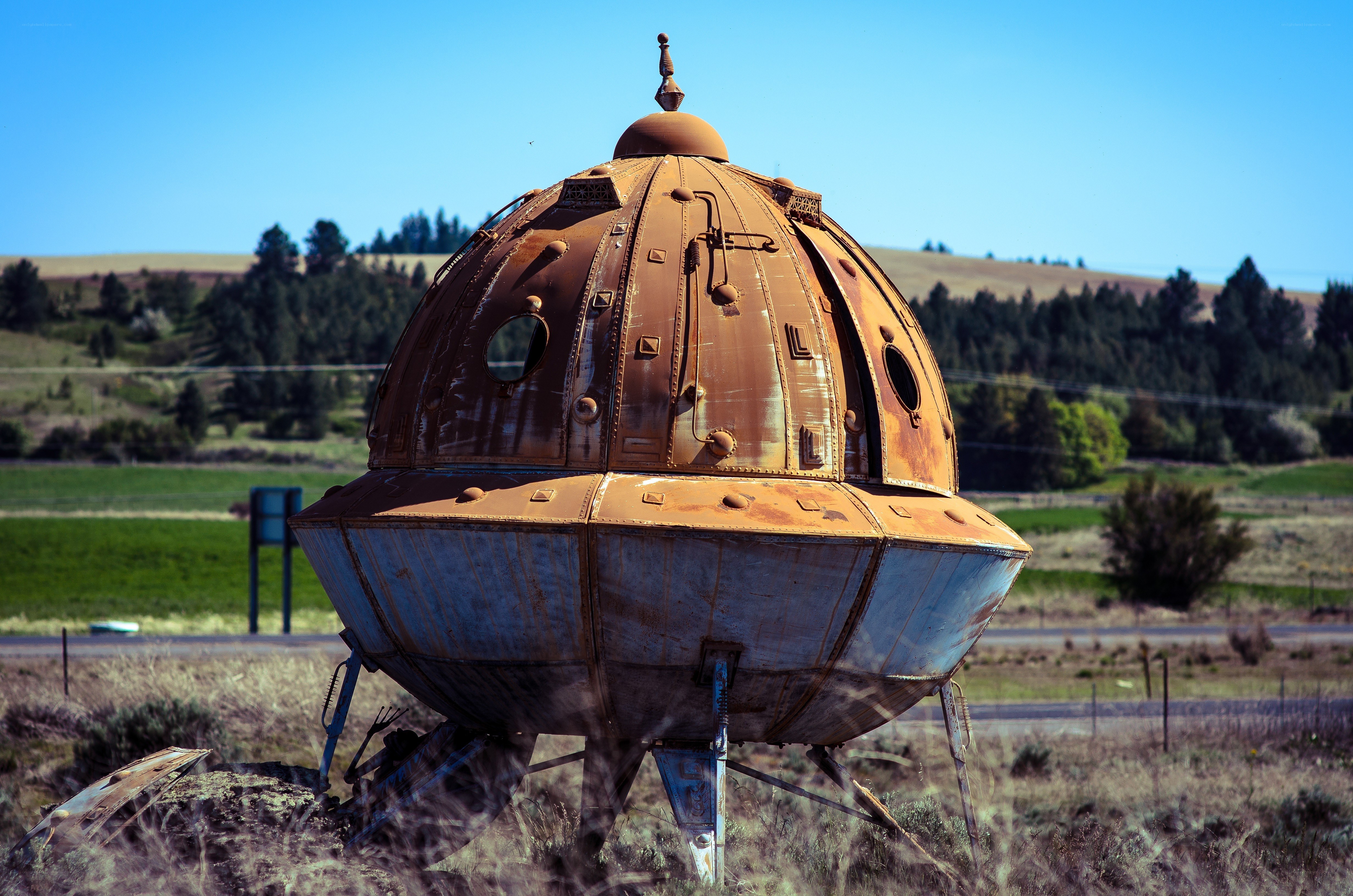 Rusty dome-shaped sculpture