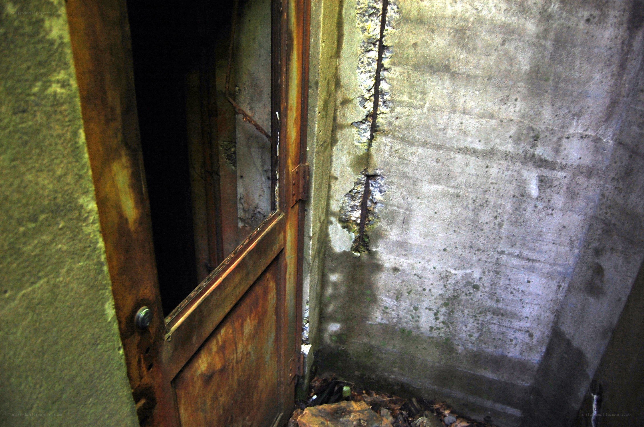 Rusty door in abandoned building
