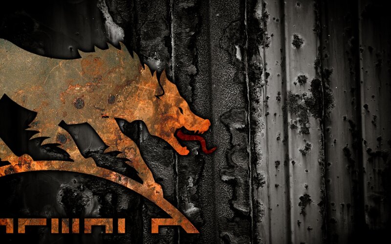 rusty dragon logo on metal