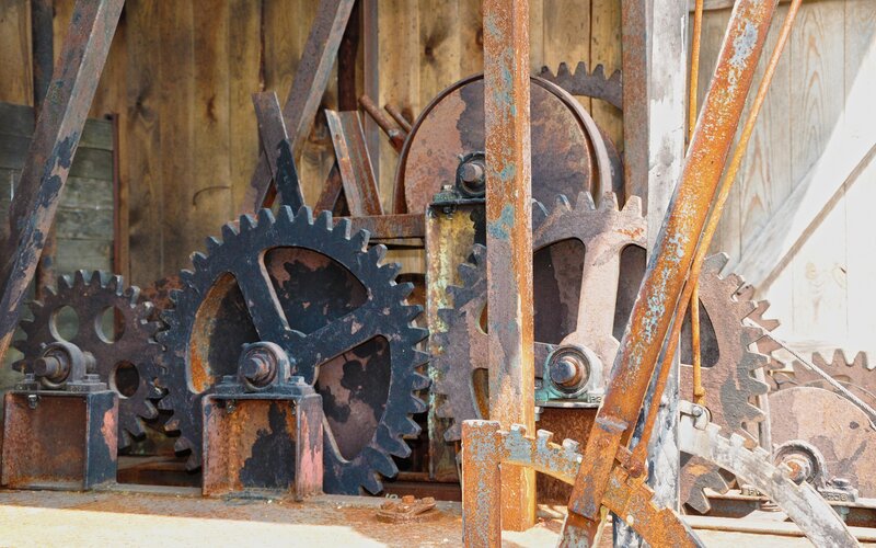 rusty gears in old machinery