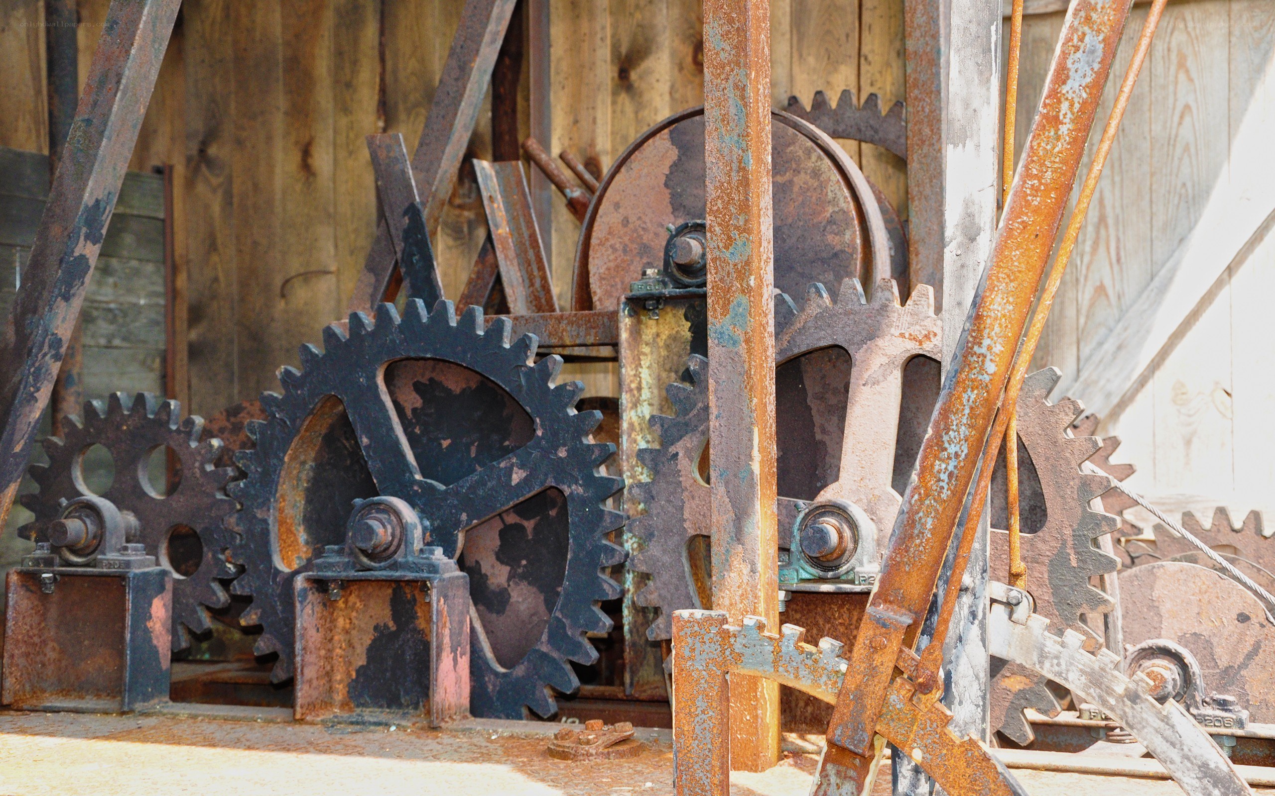 rusty gears in old machinery