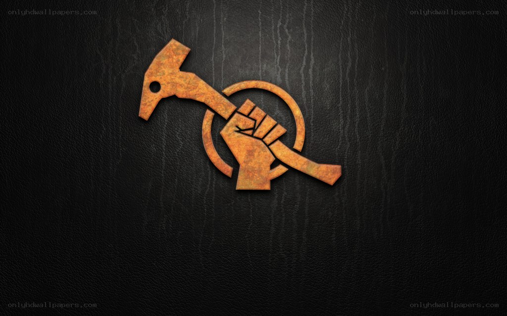 rusty hammer and fist symbol