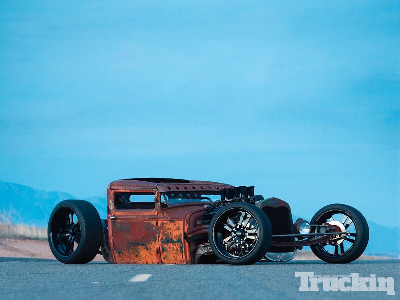 Rusty Hot Rod Car — Blue