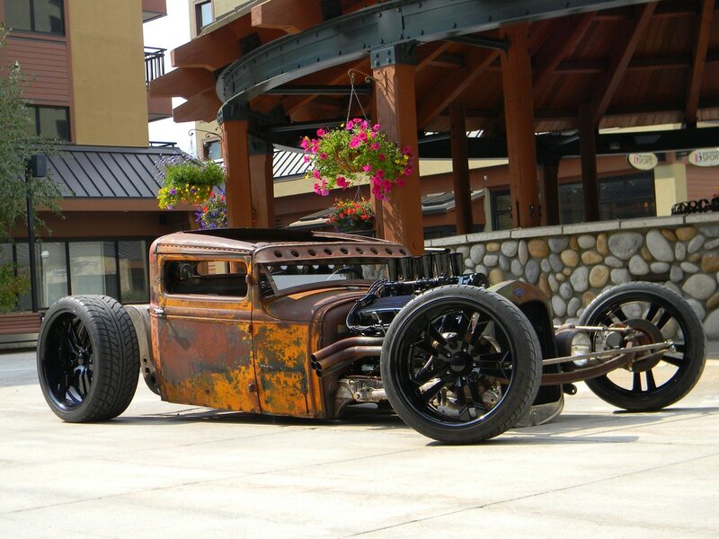 Rusty Hot Rod Car — Brown, Dramatic, Afternoon, Photograph, Building