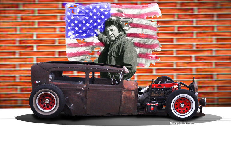 Rusty Hot Rod Car — Brown, Dramatic, Digital Art