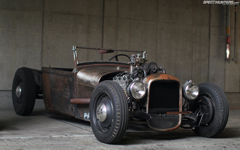 Rusty Hot Rod Car — Brown, Dramatic, Photograph