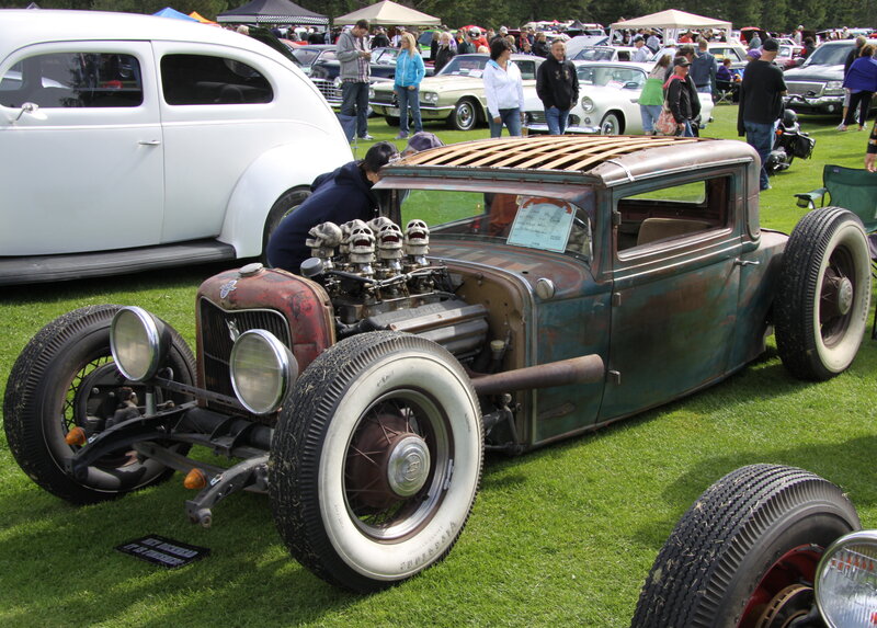 Rusty Hot Rod Car — Green, Outdoor, Afternoon