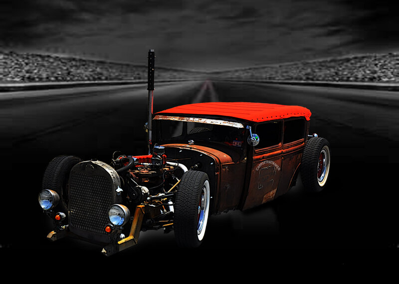 Rusty Hot Rod Car — Red, Dramatic