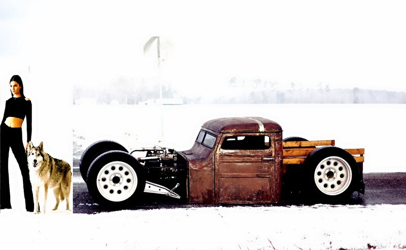 Rusty Hot Rod Truck — White, Dramatic