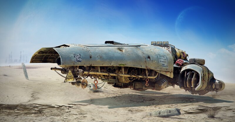 Rusty Hovercraft in Desert
