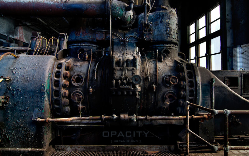 Rusty Industrial Engine — Blue