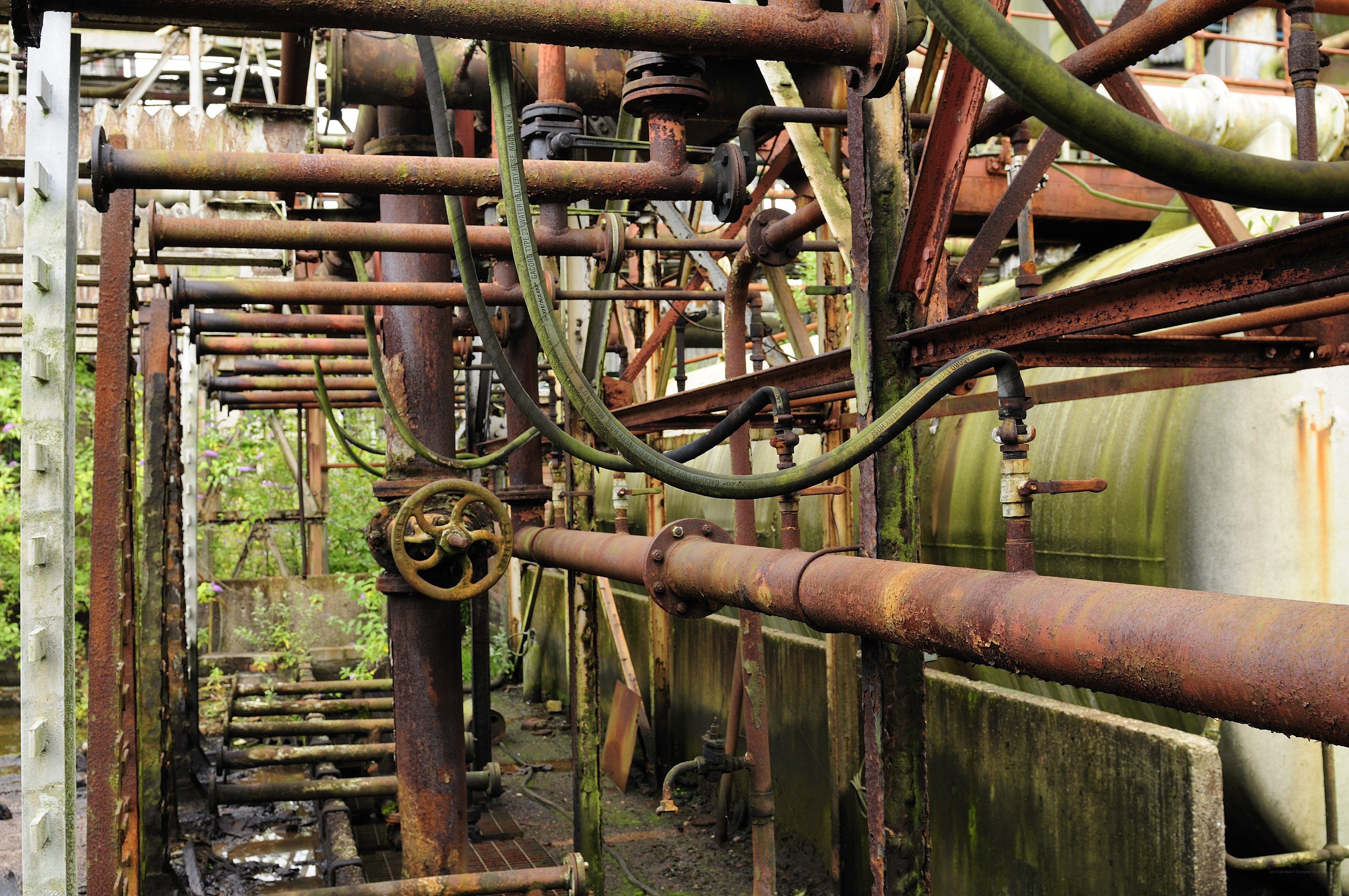 Rusty industrial pipes and valves