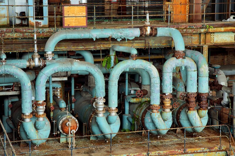 Rusty industrial pipes