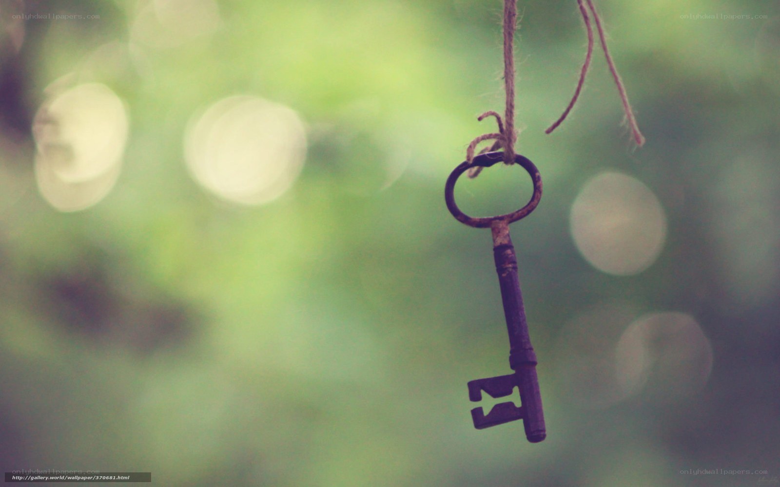 rusty key on string