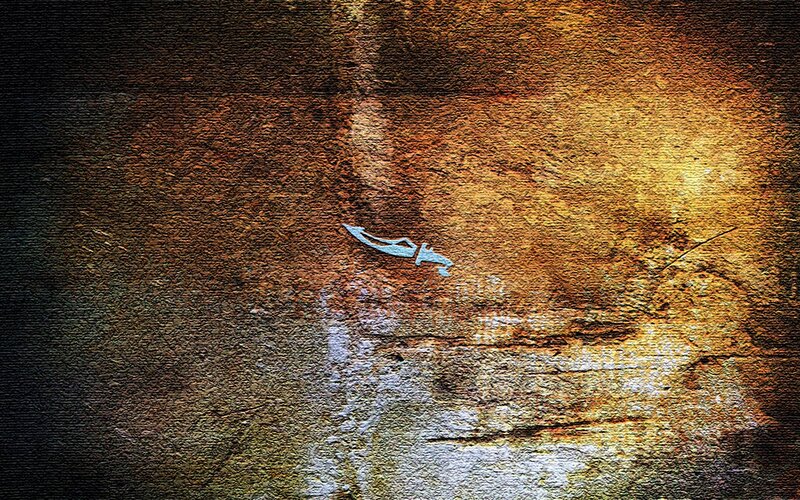 Rusty knife on textured surface