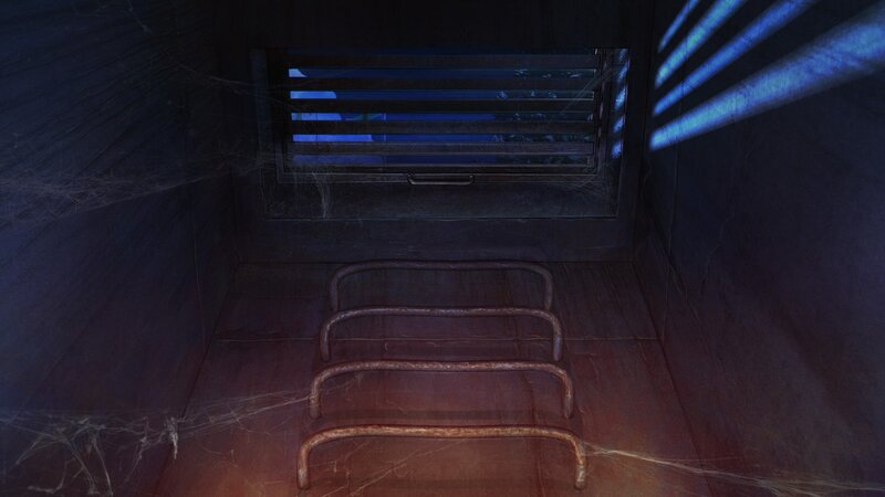 Rusty Ladder in Dark Room
