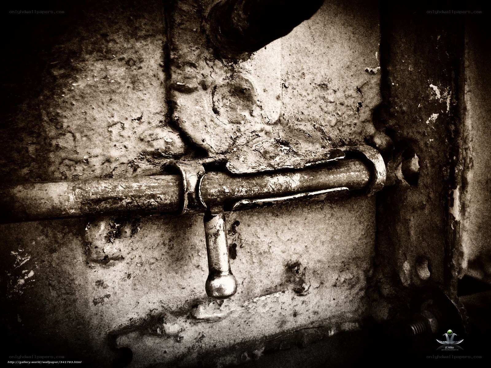 rusty latch on old door