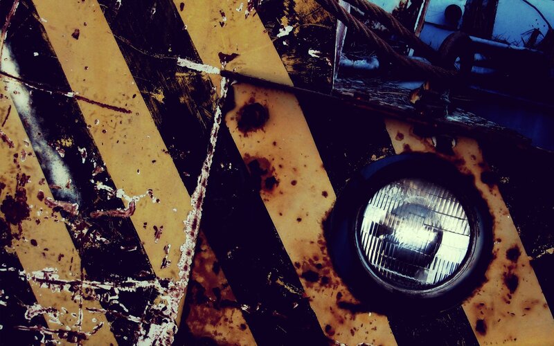 rusty machinery headlight