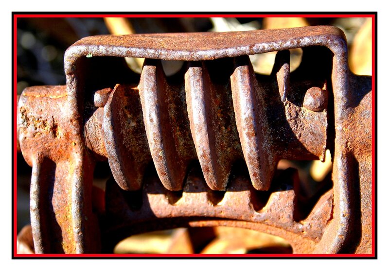 rusty mechanical gear close-up
