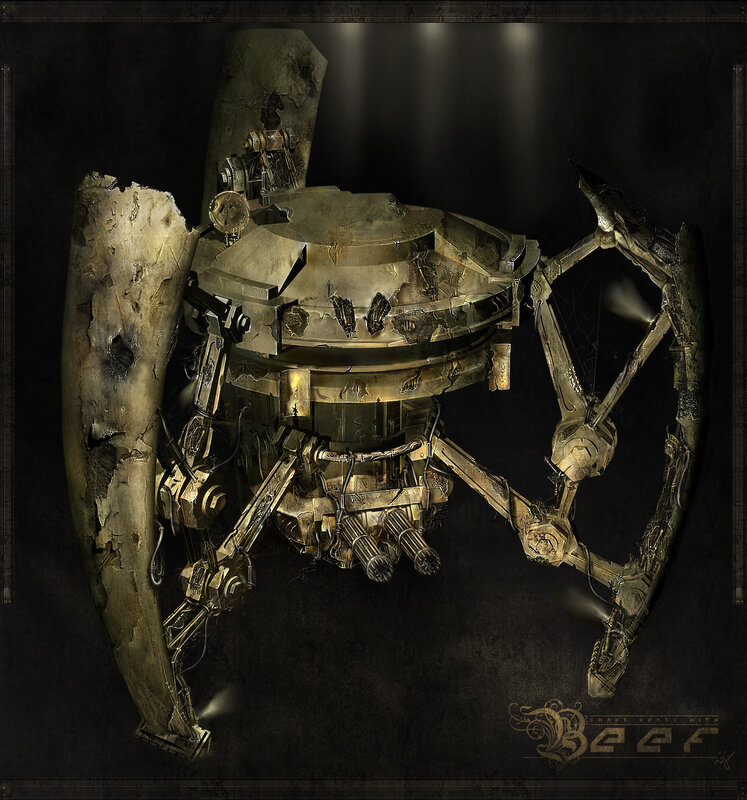 rusty mechanical spider robot