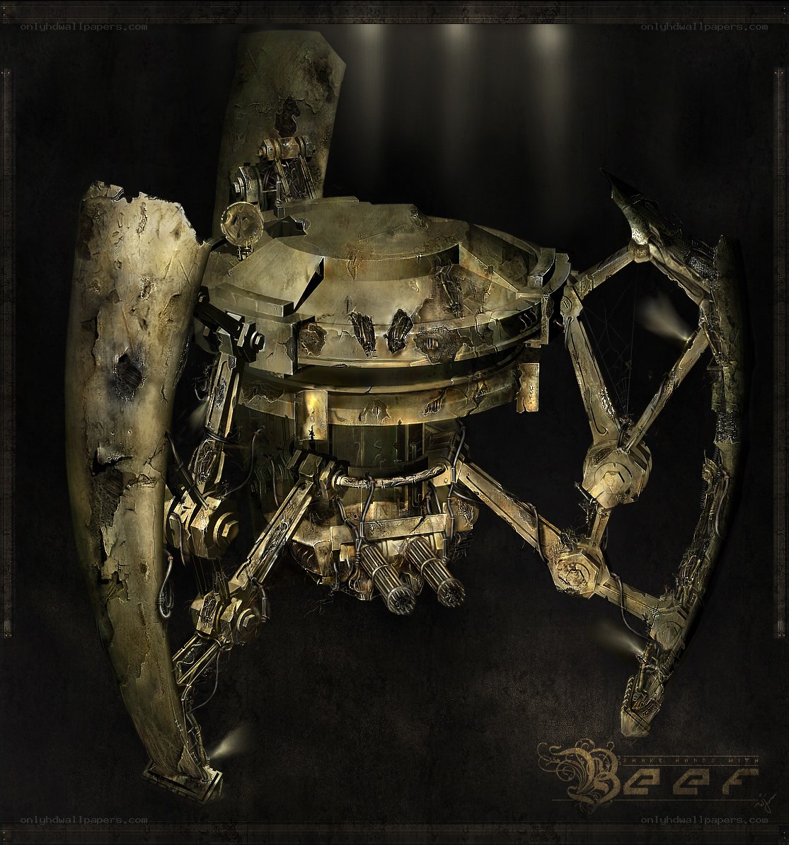 rusty mechanical spider robot