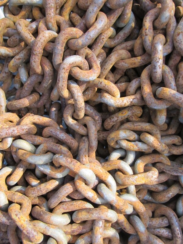 Rusty Metal Chains — Brown, Industrial, Photograph, Gray