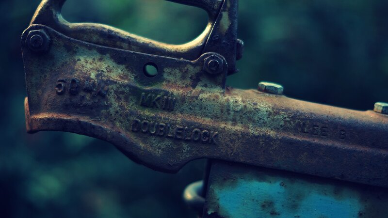 rusty metal clamp close-up