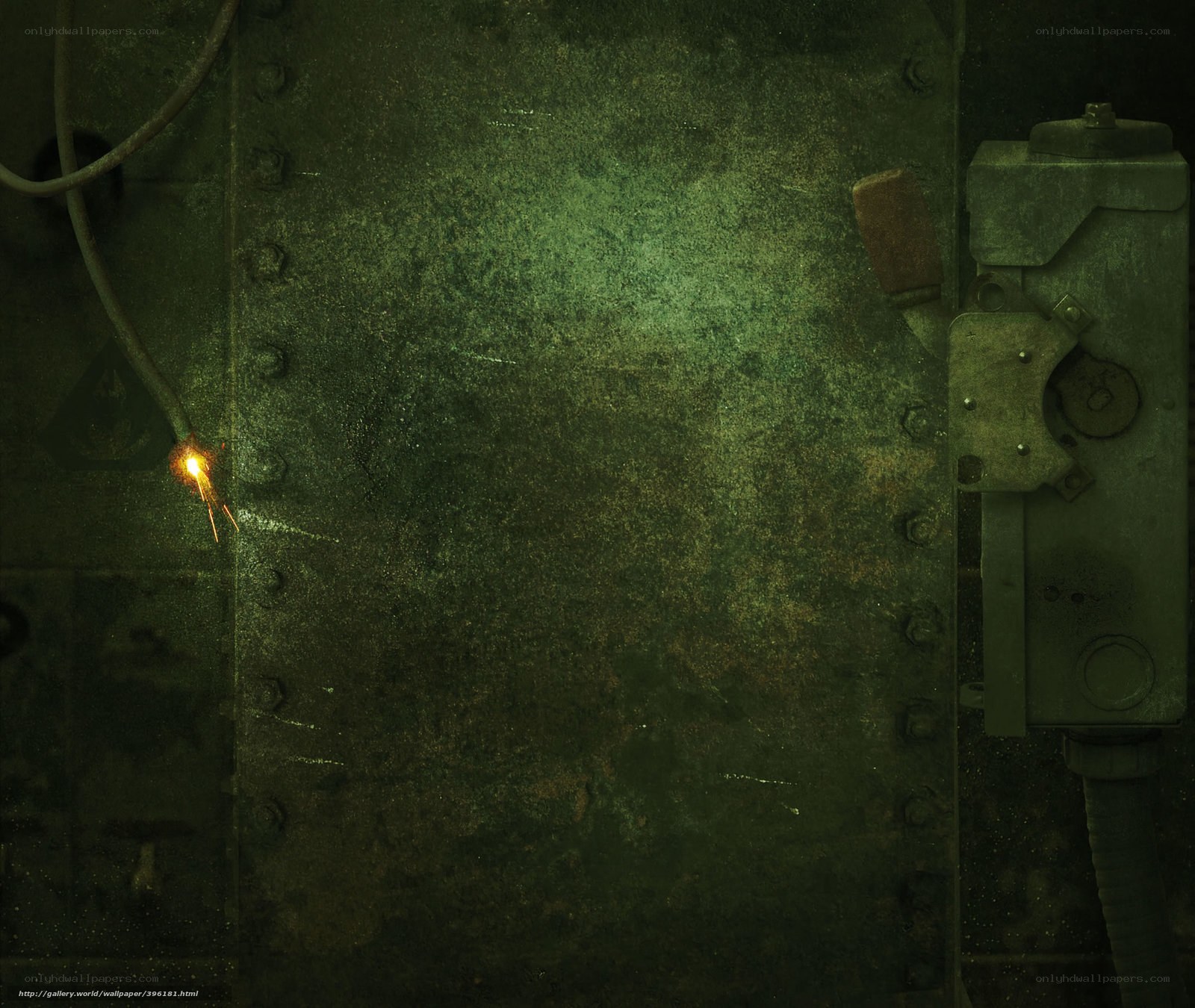 rusty metal door with sparks