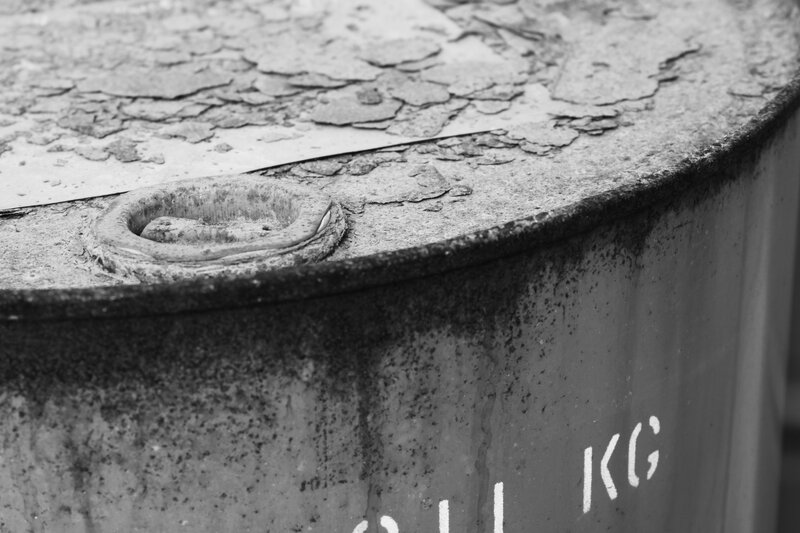 rusty metal drum top