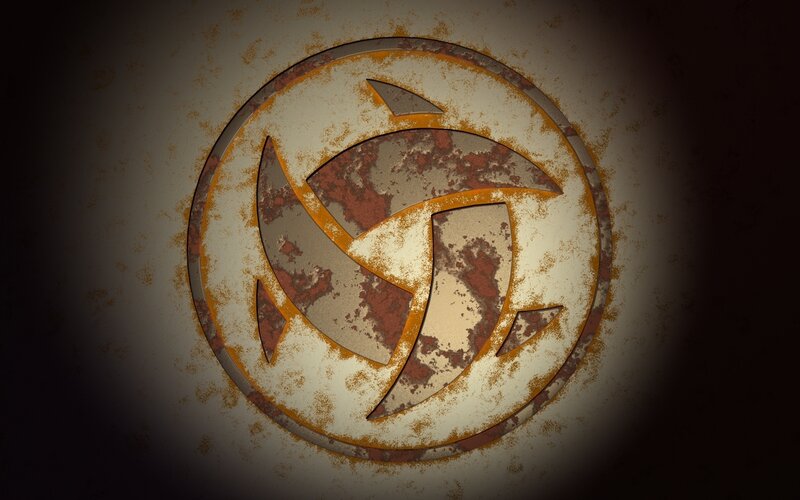 rusty metal emblem