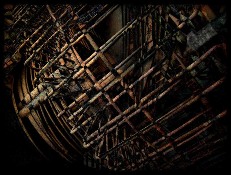 Rusty metal grid structure