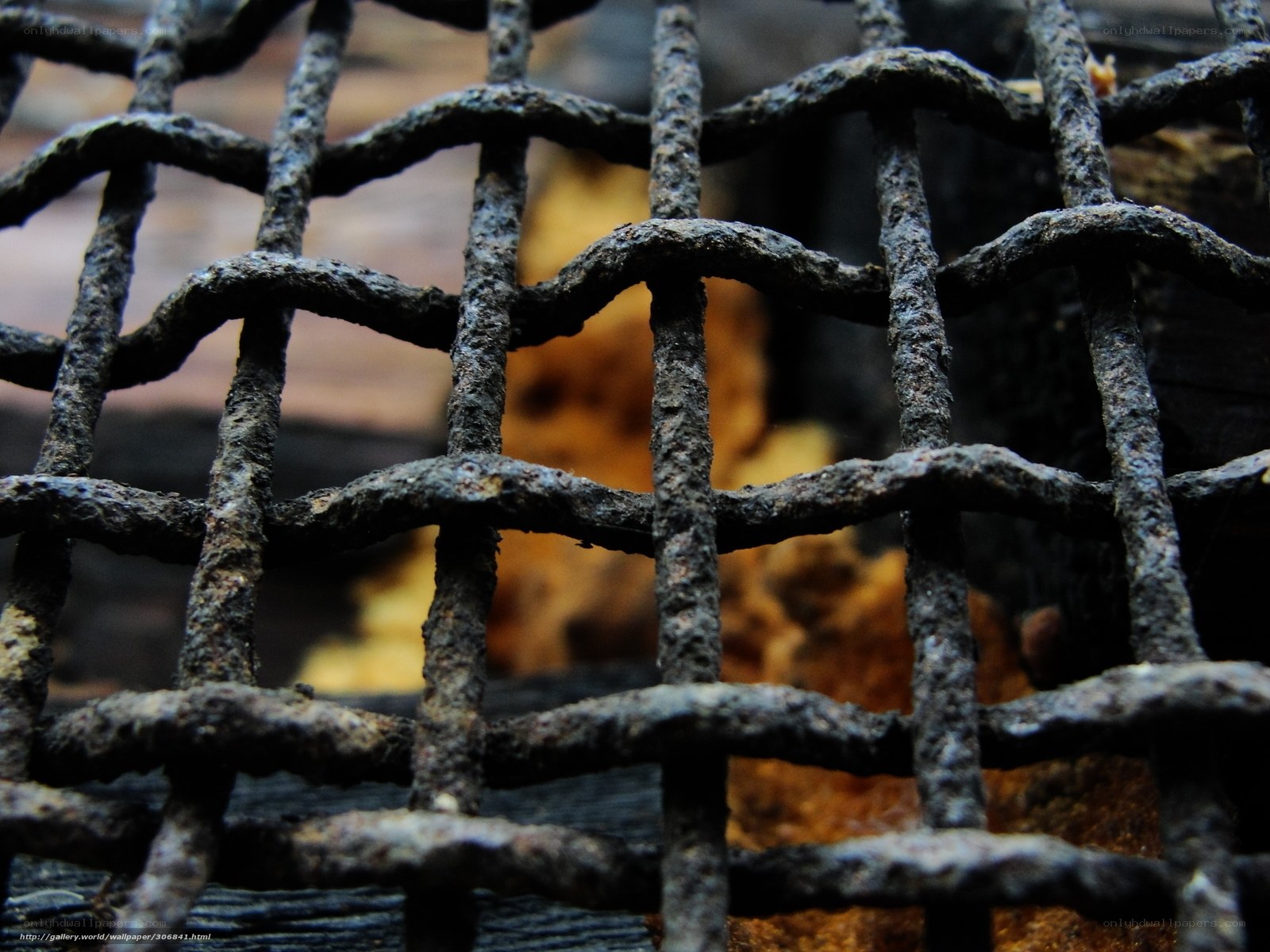 Rusty metal grill close-up
