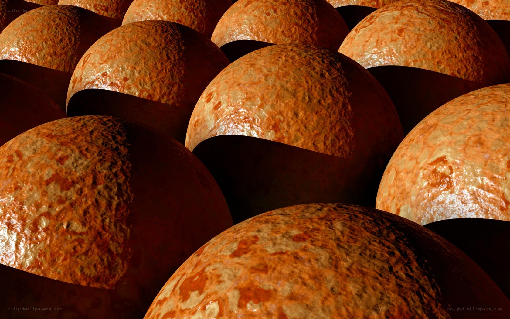 rusty metal spheres