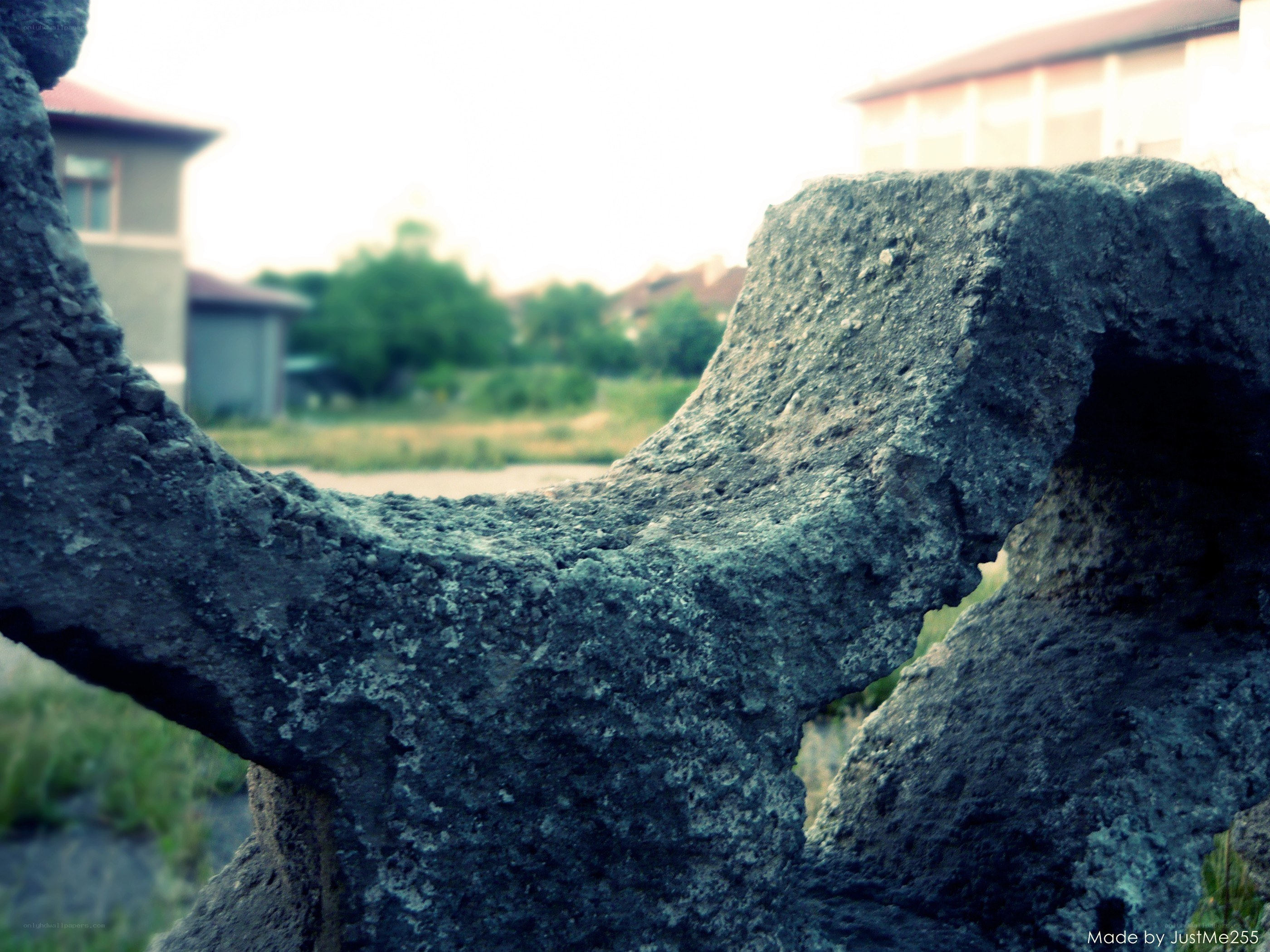 Rusty metal structure in a yard