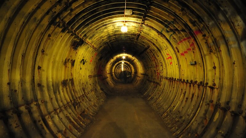 rusty metal tunnel interior
