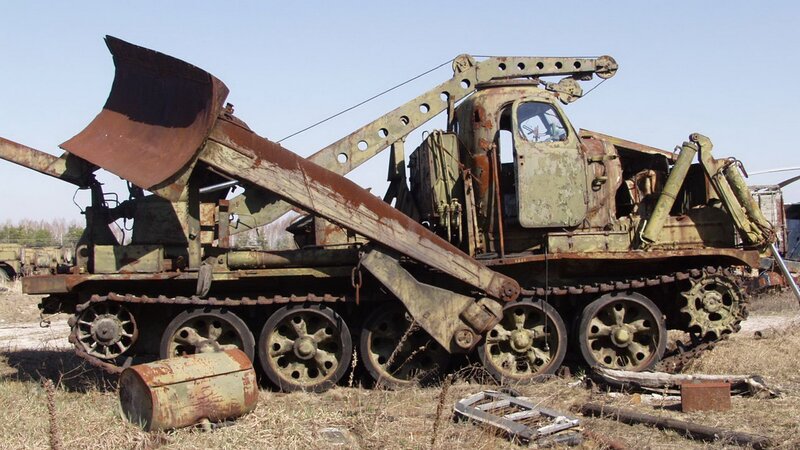 Rusty military engineering vehicle