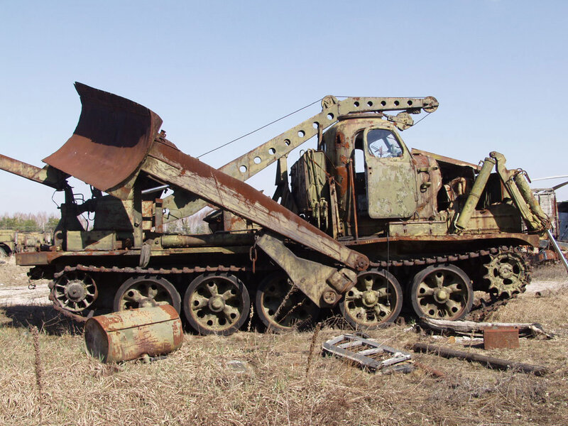 Rusty military recovery vehicle